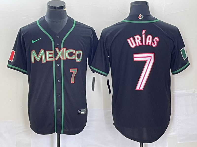Men 2023 World Cub Mexico #7 Urias Black white Nike MLB Jersey36->more jerseys->MLB Jersey